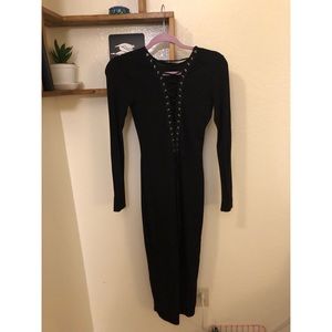 Black lace front dress